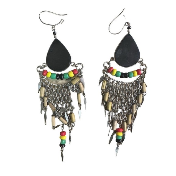 Bob Marley Statement Beaded Earrings - Picture 2 of 3
